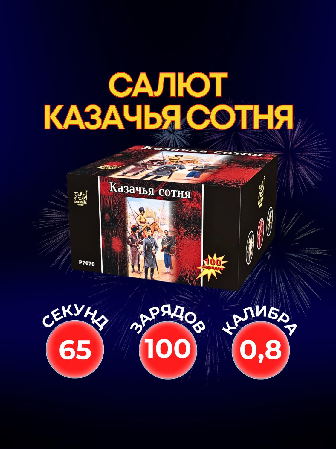Салют "Казачья сотня" 100 залпов 0.8 калибра