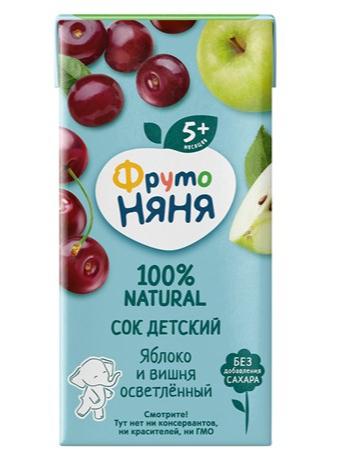 Сок детский ФрутоНяня Яблоко и вишня осветленный, 200мл