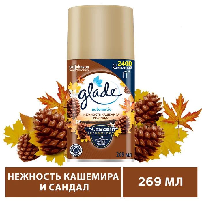 Освежитель воздуха Glade Automatic Нежность кашемира и сандал сменный аромаблок 269 мл