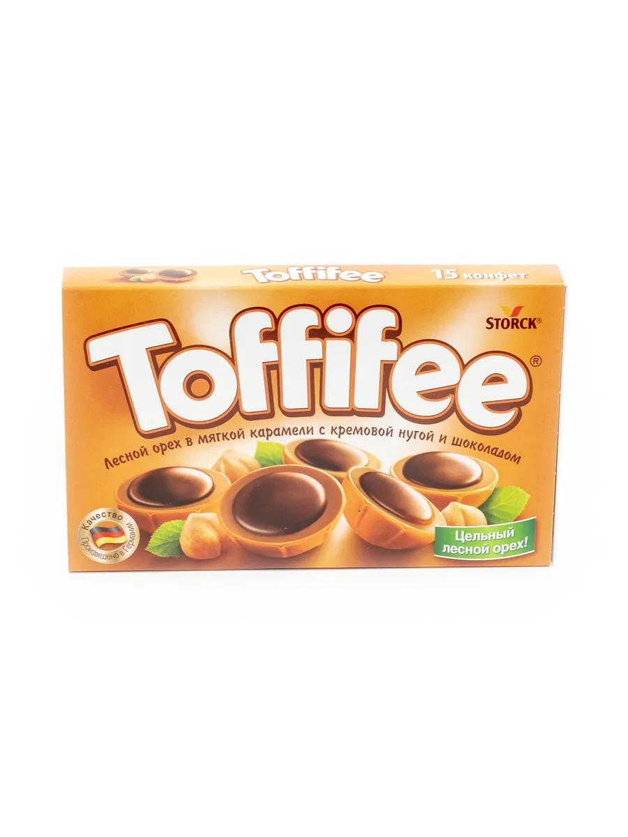 Toffifee, набор конфет в коробке, конфеты с лесным орехом в карамельной чашечке, с кремовой нугой и шоколадом, 125г / Тоффифи