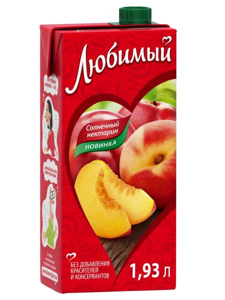 Нектар Любимый из яблок, персиков и нектаринов с мякотью,1.93л