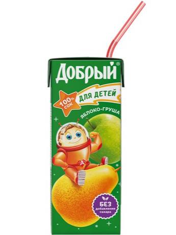 Сок яблоко-груша ДОБРЫЙ, 0,2л