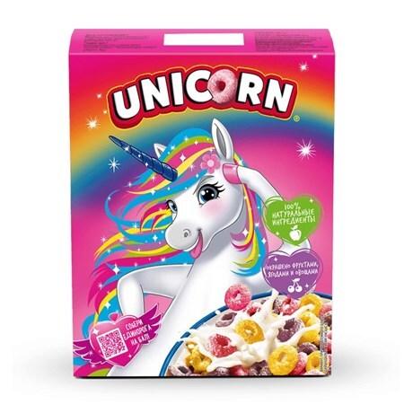 Готовый завтрак Unicorn Радужные колечки с фруктовым вкусом, 195г