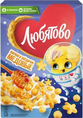 Готовый завтрак Любятово Медовые шарики и звездочки картон, 200г