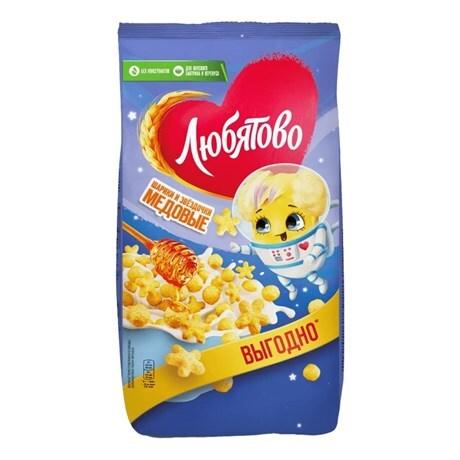 Готовый завтрак Любятово Медовые шарики и звездочки, 420г