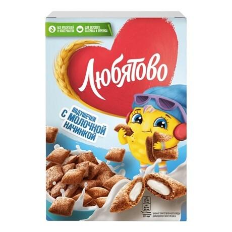 Готовый завтрак Любятово Подушечки с молочной начинкой, 220г