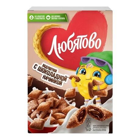 Готовый завтрак Любятово Подушечки с шоколадной начинкой, 220г