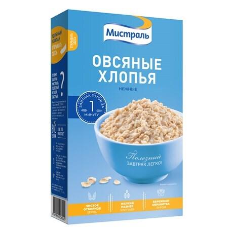 Хлопья Овсяные Нежные 400г МИСТРАЛЬ