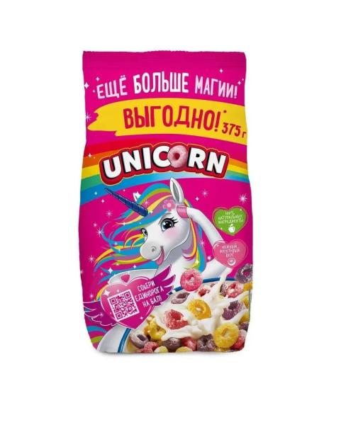 Готовый завтрак Unicorn Радужные колечки с фруктовым вкусом, 375г