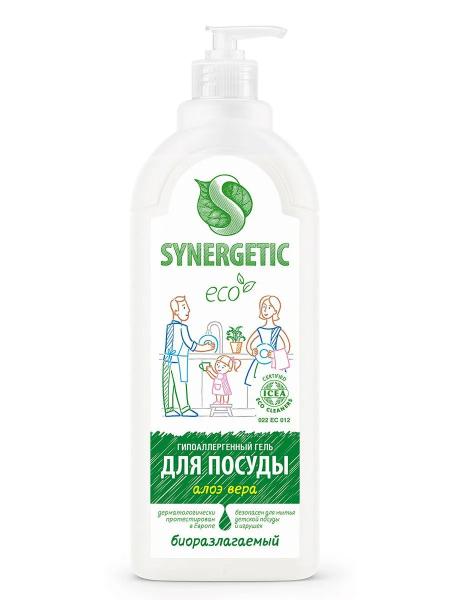 Средство для мытья посуды, антибактериальный гель АЛОЭ, моющее средство для посуды Synergetic, флакон 1л