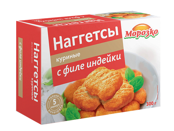 Наггетсы куриные с филе индейки Морозко 300г