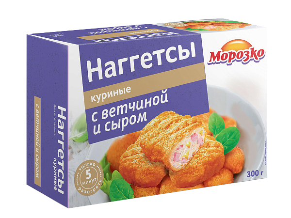 Наггетсы куриные с ветчиной и сыром Морозко 300г