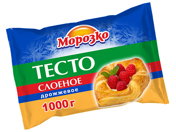 Тесто слоеное дрожжевое Морозко 1000г