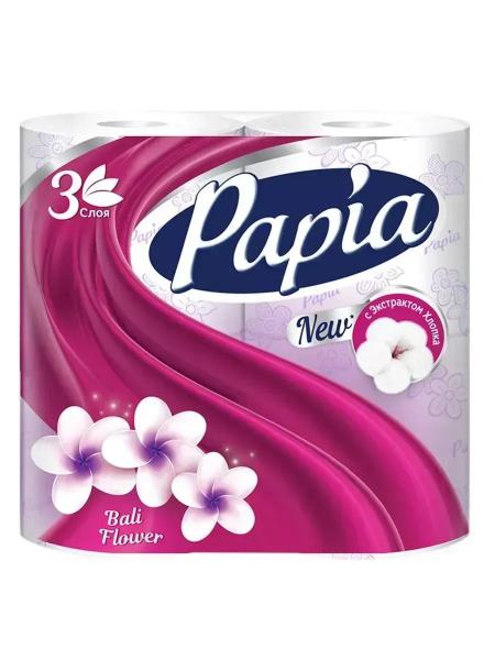 Туалетная бумага Papia 3 слоя Цветы Бали 4 рулона