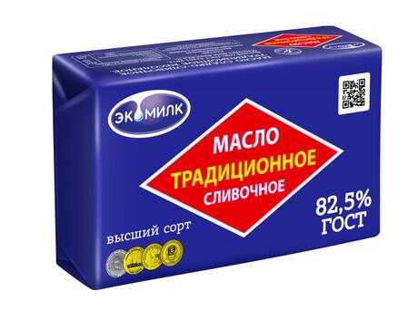 Масло сладко-сливочное Экомилк Традиционное несоленое ГОСТ 82.5%, 330г