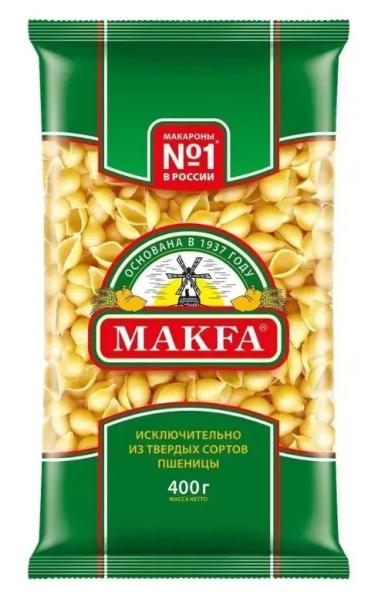Makfa Макаронные изделия Ракушки, из твердых сортов пшеницы, 400 гр