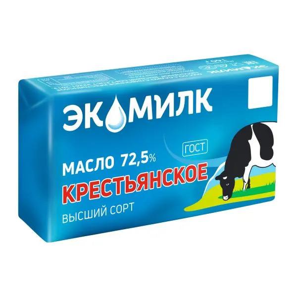 Масло сливочное Экомилк Крестьянское ГОСТ 72.5%, 160г