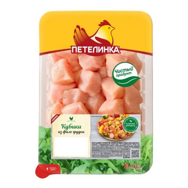 Грудка куриная филе Петелинка Кубики охлажденная 550 г