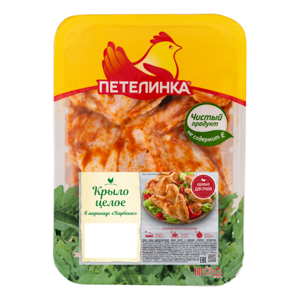 Крылья цыпленка-бройлера в маринаде "Барбекю" Петелинка охлажденные 1,6 кг