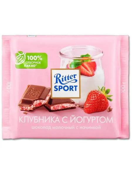 Шоколад Ritter sport молочный клубника с йогуртом, 100г
