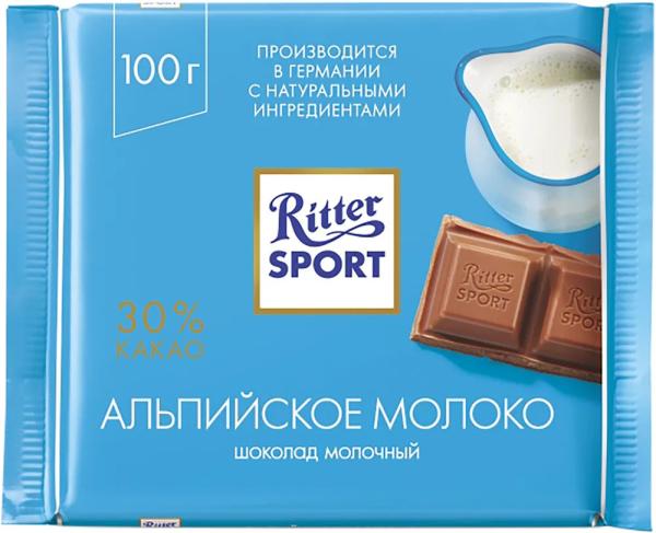 Шоколад Ritter sport молочный Альпийское молоко, 100г