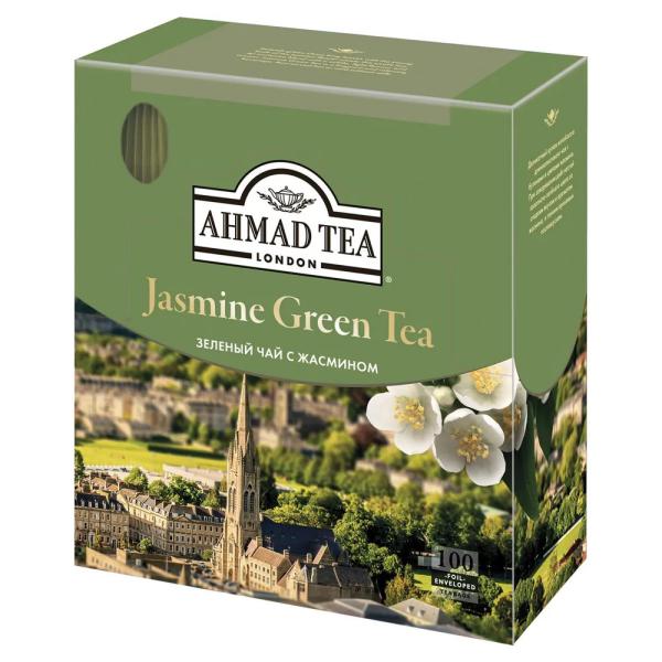 Чай AHMADI (Ахмад) "Jasmine Green Tea", зелёный с жасмином, 100 пакетиков по 2 г