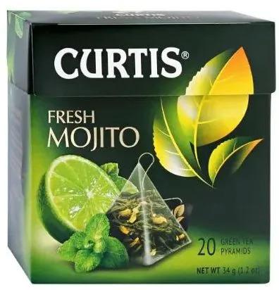 Чай в пирамидках CURTIS Fresh Mojito, с ароматом мохито, мятой, цедрой цитрусовых и лемонграссом, фруктовый ароматизированный 20 пирамидок