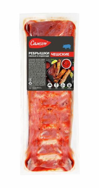 Ребрышки свиные Самсон Чешские в маринаде охлажденные ~500 г
