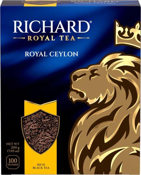 Чай черный RICHARD Royal Ceylon Цейлонский байховый, 100пак