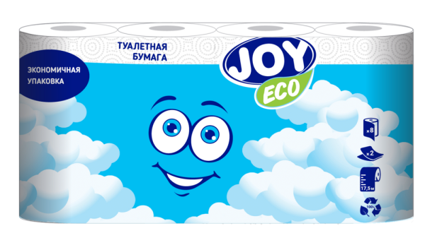 Бумага туалетная 2сл 8 рулонов Joy Eco 