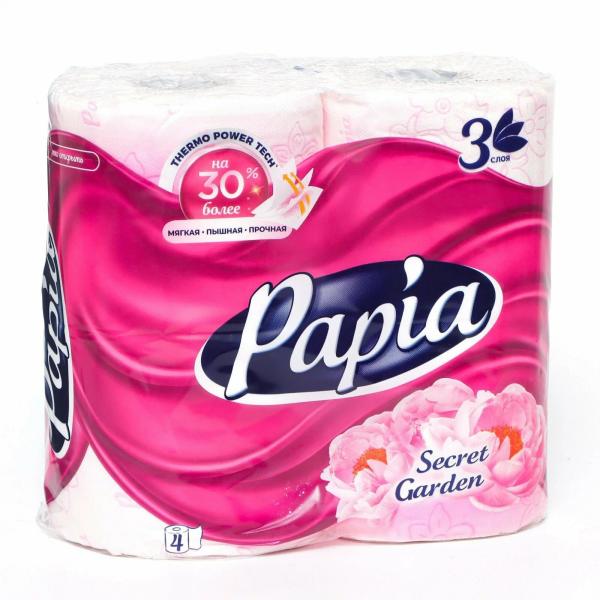 Туалетная бумага Papia Таинственный Сад трёхслойная 4 шт