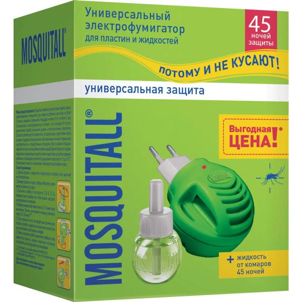 Средство от комаров Mosquitall Универсальная защита 45 ночей фумигатор и жидкость 30 мл