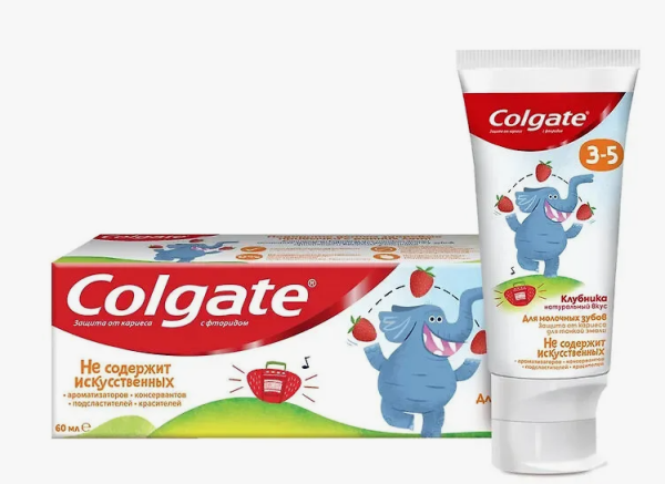Зубная паста детская Colgate защита от кариеса с фторидом от 3 до 5 лет  со вкусом клубники 60 мл