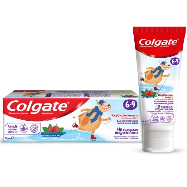 Зубная паста детская Colgate защита от кариеса с фторидом от 6 до 9 лет со вкусом клубники и мяты 60 мл