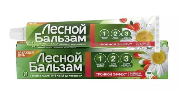 Зубная паста Лесной бальзам с экстрактом ромашки и маслом облепихи 75 мл
