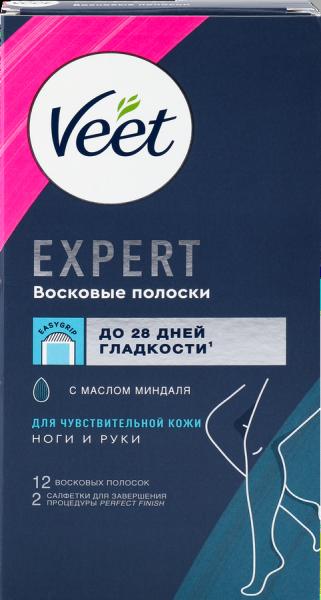 Восковые полоски Veet Expert для чувствительной кожи 12 шт