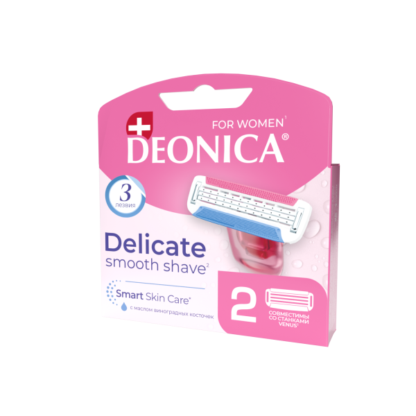 Сменные кассеты Deonica for Women для женской бритвы 3 лезвия для бритья 2 шт
