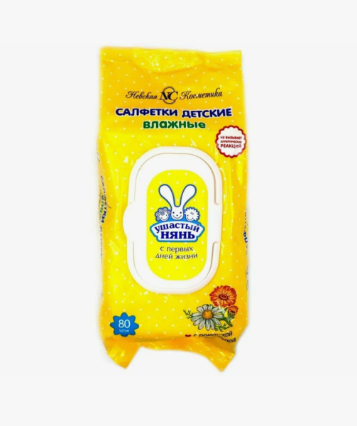 Салфетки влажные Ушастый Нянь 80 шт