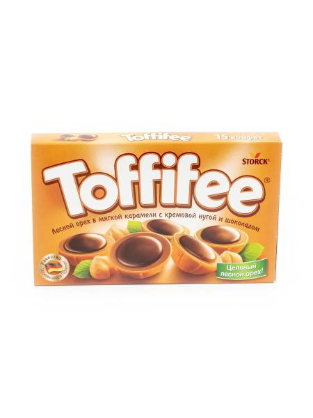 Toffifee, набор конфет в коробке, конфеты с лесным орехом в карамельной чашечке, с кремовой нугой и шоколадом, 125г / Тоффифи